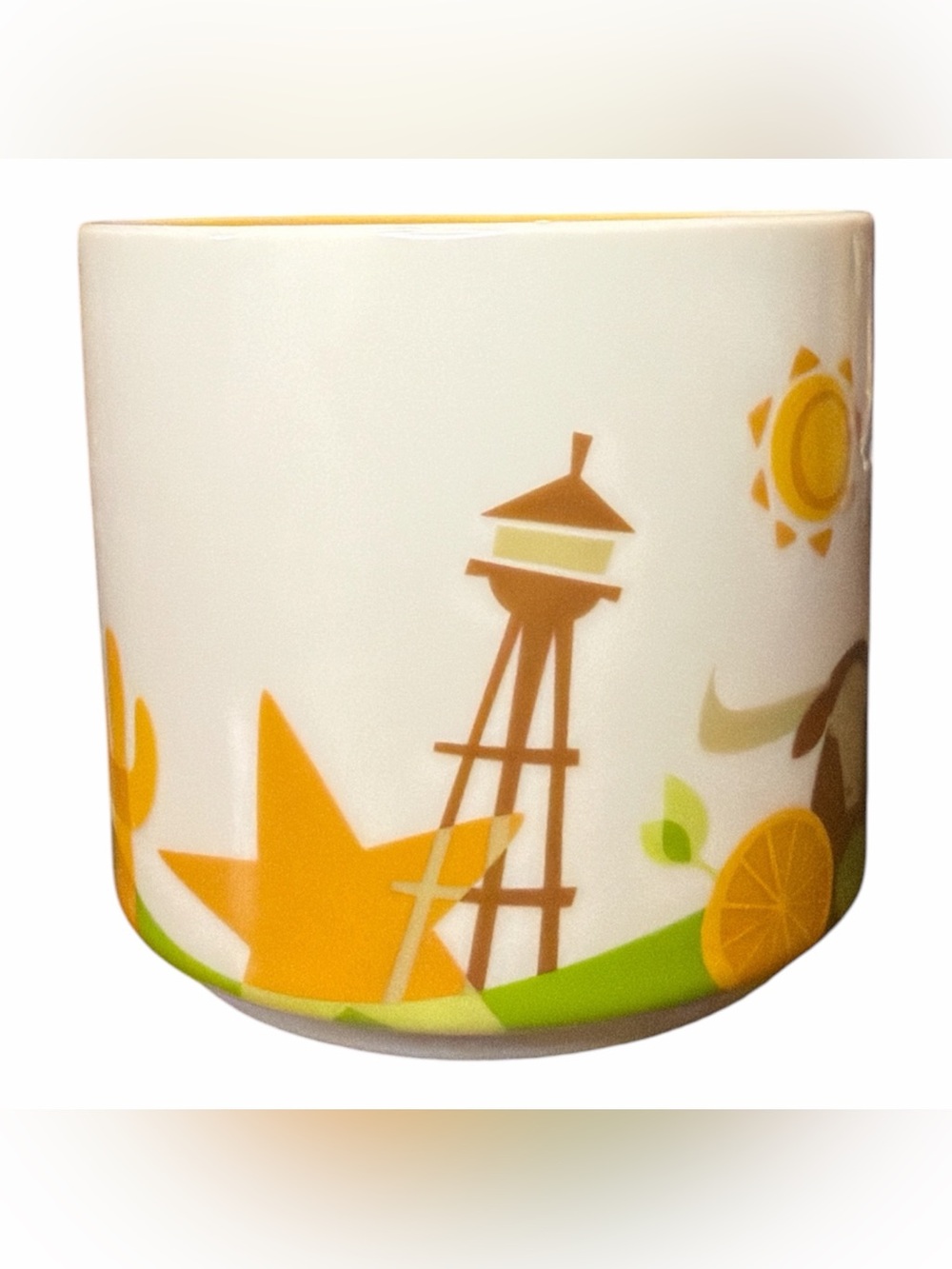 Starbucks White Ceramic Texas Mug with Green & Orange Accents-2015 - Picture 2 of 7